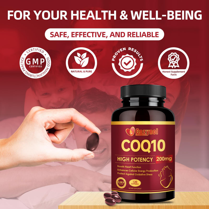 CoQ10 200mg Softgels with PQQ & Omega 3, Maximum Absorption Coenzyme Q10, Powerful Antioxidant for Heart & Energy Health, 120 Count, 4 Month Supply, Non-GMO - BeesActive Australia
