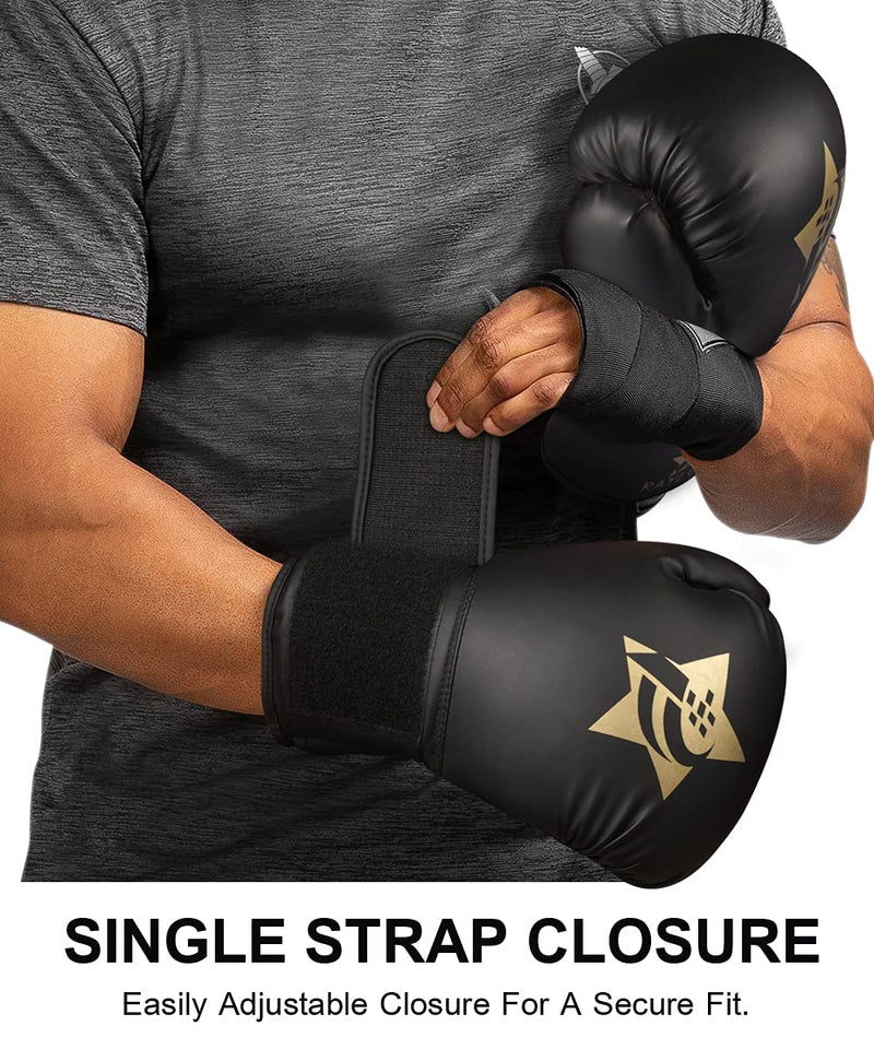 Boxing Gloves for Men & Women, Kickboxing Bagwork Training Gloves, Muay Thai Style Punching Bag Mitts, Fight Gloves(Black, 10 Oz.) black