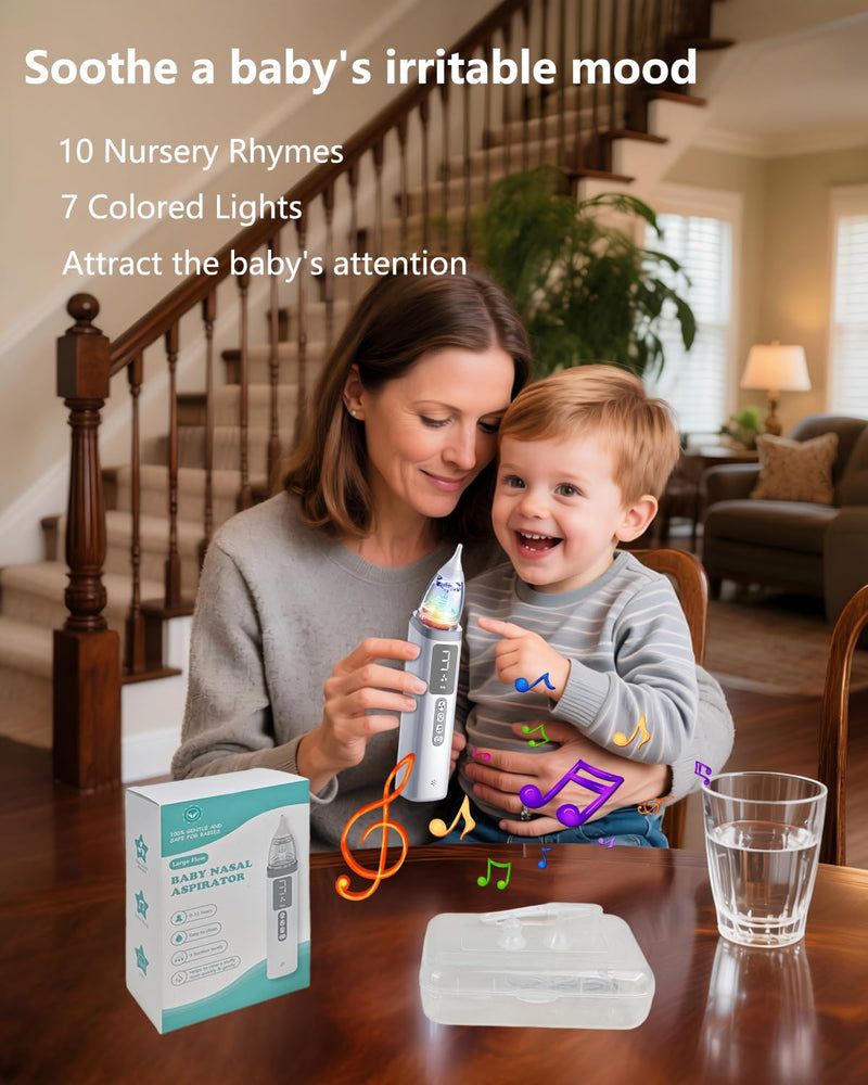 Nasal Aspirator for Baby,Baby Nose Sucker,Electric Nasal Aspirator for Baby,for Relieving Nasal Congestion,Nose Cleaner with 3 Silicone Tips,Adjustable Suction Level,Music and Light Soothing Function - BeesActive Australia