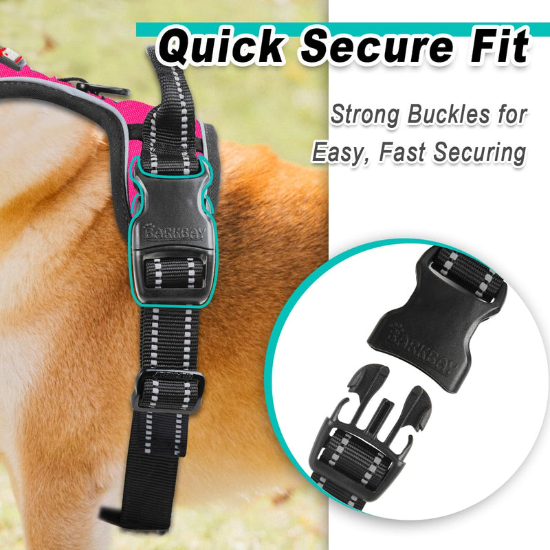 BARKBAY No Pull Pet Harness Dog Harness Adjustable Outdoor Pet Vest 3M Reflective Oxford Material Vest for PINK Dogs Easy Control for Small Medium Large Dogs (L) - BeesActive Australia