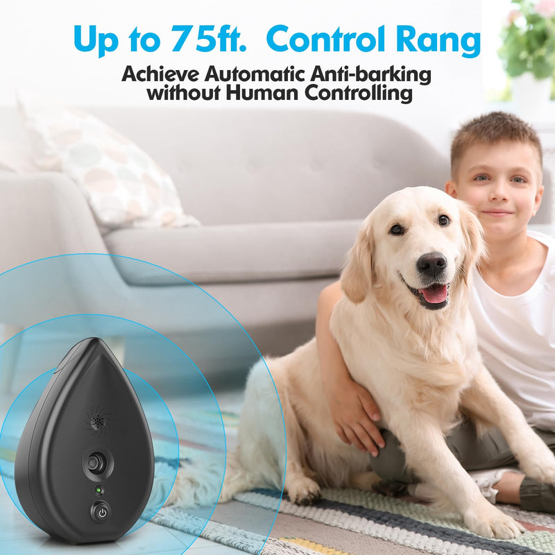 Anti Barking Devices, Auto Dog Bark Control Devices with 3 Modes, Rechargeable Ultrasonic Bark Box Dog Barking Deterrent Devices, Stop Neighour Dog Barking Devices for Dogs up to 75ft(Grey) Grey Anti Barking Device