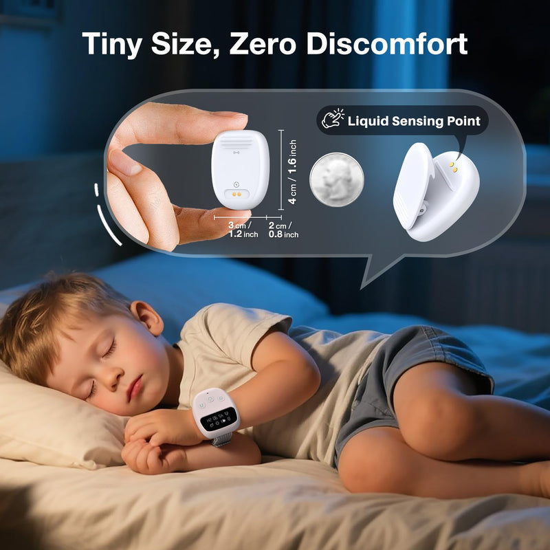 Wireless Bedwetting Alarm for Boys and Girls, Rechargeable Enuresis Alarm with 3 Modes & Timer, Waterproof & Reusable Sensor, Highly Sensitive Bed Wetting Solutions for Elderly, Kids, Grey