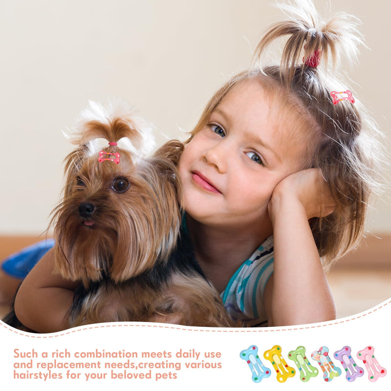 50 Pieces Bone Shaped Hair Clips Multicolor Small Barrettes Dog Cat Puppy Accessories, 25 Vivid Styles - BeesActive Australia