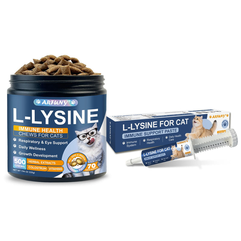 Cat Lysine Paste & Cat Lysine Chews - Support Immune Health, Normal Eye Function and Respiratory Health - Immune System, Normal Eye Function and Respiratory Health