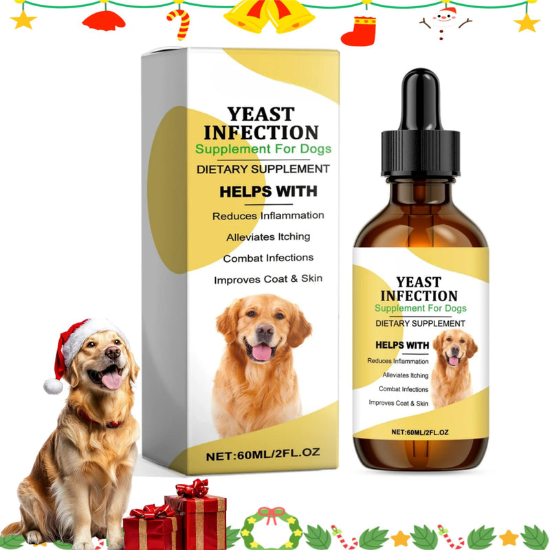 Natural Yeast Infection Treatment for Dogs, Dog Itchy Skin Relief & Ear Infection Treatment Inflammation Relief, Dog Antibiotics for All Breeds and Size, Vet-Formulated Herbal 60ml