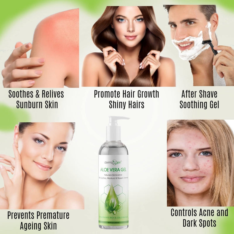 Aloe Vera Gel With Witch Hazel + Vitamin C + Vitamin E - Skin Soothes, Moisture And Repair Formula, Nutrients Rich And Cold Pressed 8.5 Fl Oz/ 250 Ml 8.5 Fl Oz (Pack of 1)