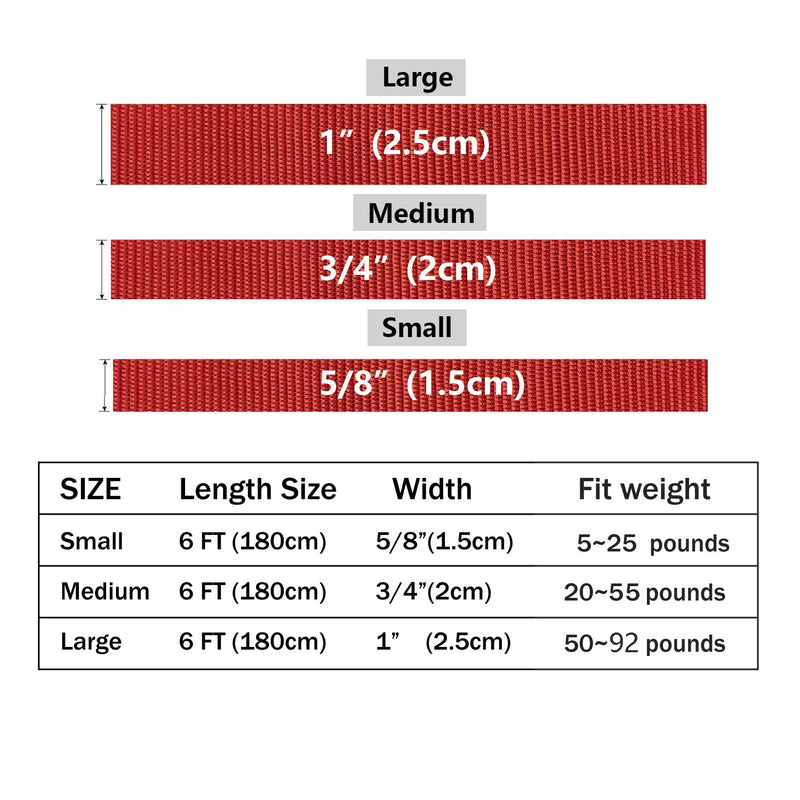 Basic Dog Leashes 6 FT Padded Handle Nylon Dogs Leashes for Large Dogs Red Large : 1" x 6 FT - BeesActive Australia
