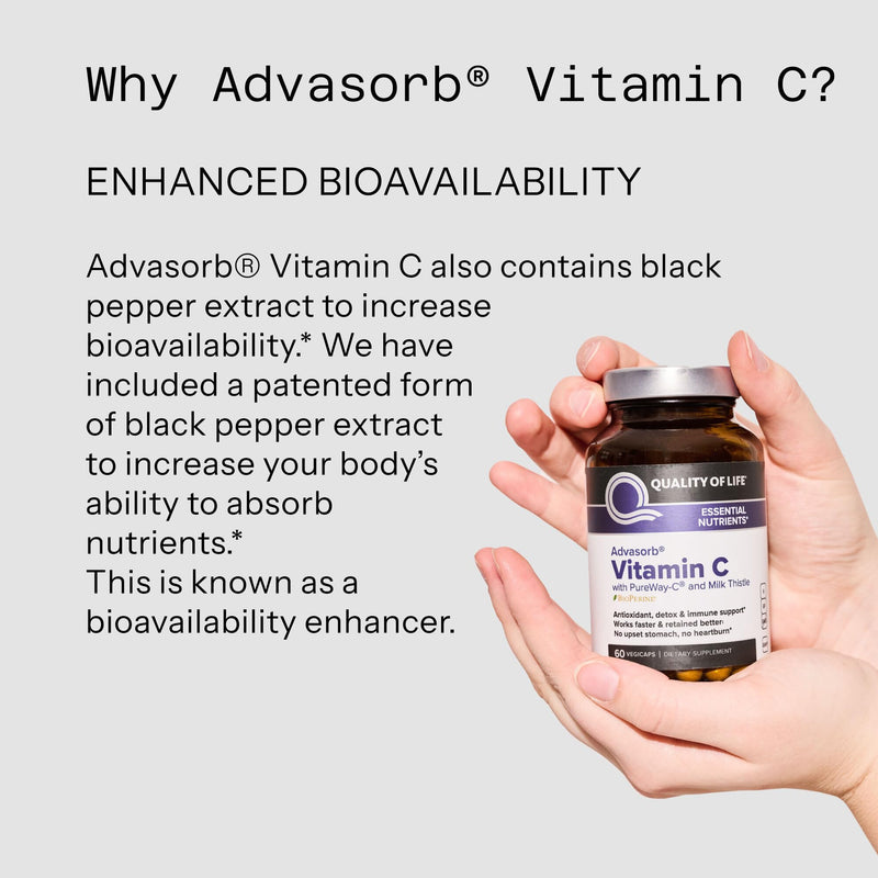 Quality of Life - Advasorb® Vitamin C Supplement - 60 Vegicaps 60 Count (Pack of 1)