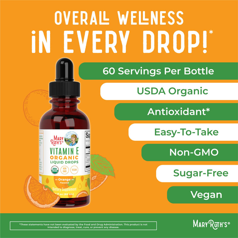 MaryRuth Organics USDA Vitamin E Liquid Drops 2 Month Supply | Bone and Joint Health | Cognitive Health for Adults and Kids | Sugar Free, Vegan, Non-GMO, Gluten Free | 2 Ounces - BeesActive Australia