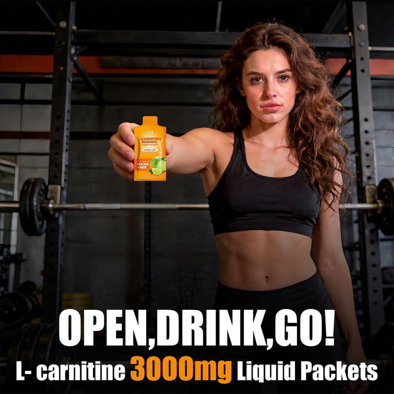 CDE Liquid L-Carnitine 3000mg Packets with Vitamin B5 B6 & Electrolytes - On-the-Go Travel Pouches for Pre-Workout Energy & Fat Metabolism - Fat Burner Formula, Sugar Free｜Lemon-Lime Flavor, 15 Count 0.51 Fl Oz (Pack of 15)