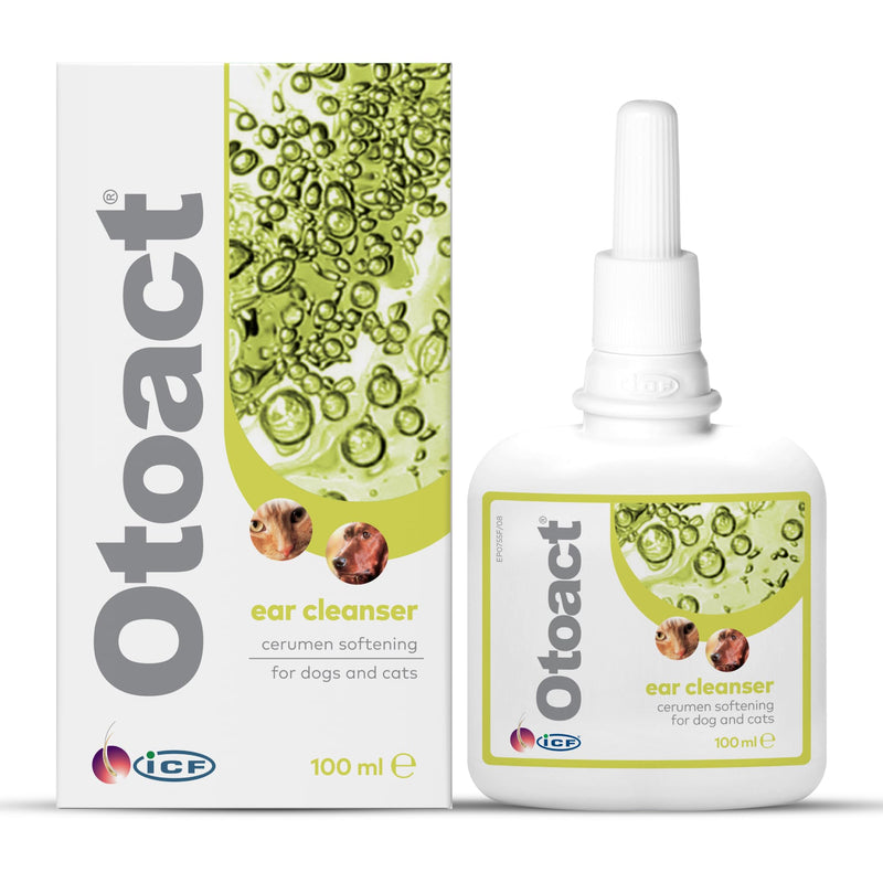 ICF | Otoact Ear Cleaner for Dogs and Cats | Gentle Ear Cleaning Solution | Helps Remove Wax & Odor | 100ml Dropper Bottle Single