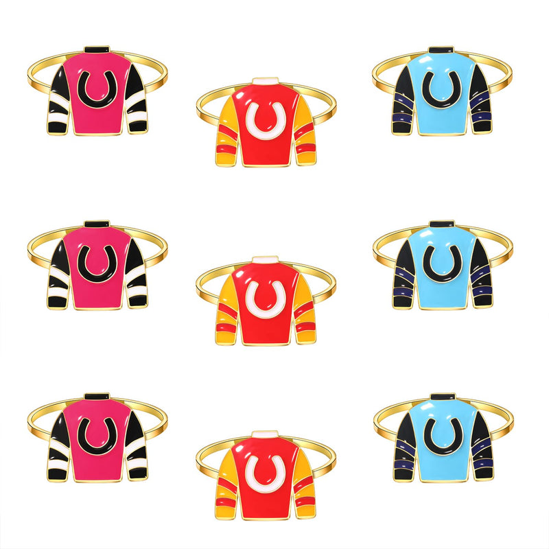 Kentucky Derby Napkin Rings,Derby Horse Race Suit Napkin Rings Equestrian Horseshoes Napkin Holder for Kentucky Derby Party Table Decorations Set of 9 9Pcs Derby Napkin ring - BeesActive Australia