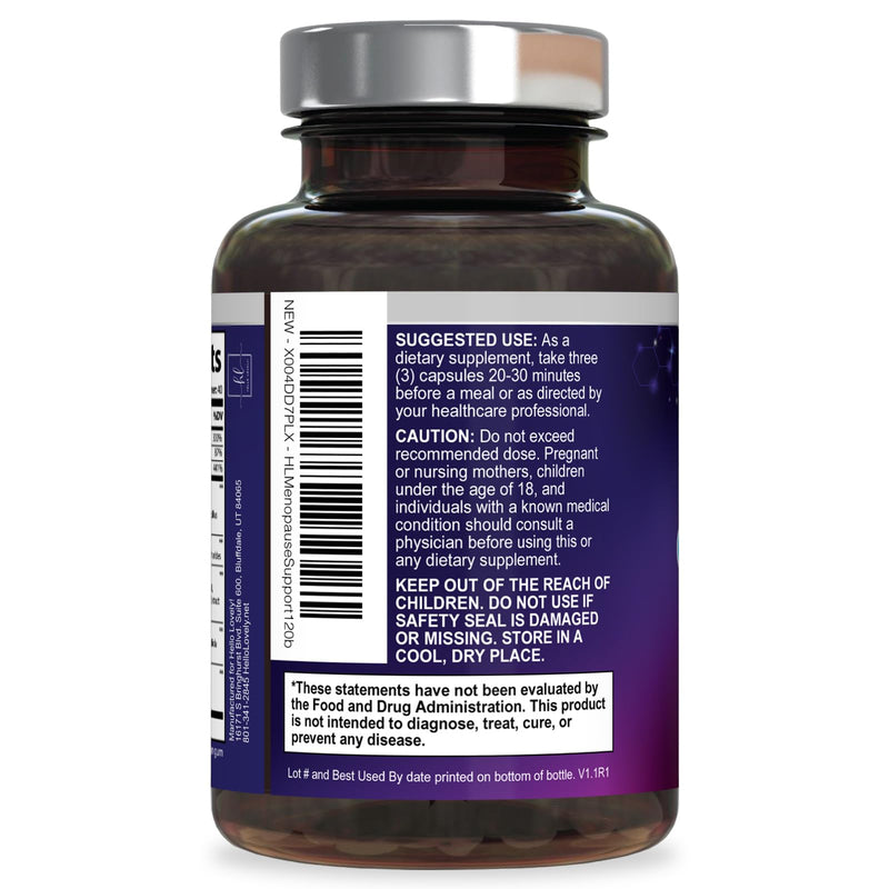 Menopause Supplements for Women - Hot Flash Night Sweats & Menopause Relief Pills - Probiotic Blend 8 Billion CFU Per Serving with Dong Quai & Black Cohosh - Vaginal, Digestive Support - 120 Capsules 120 Count (Pack of 1)