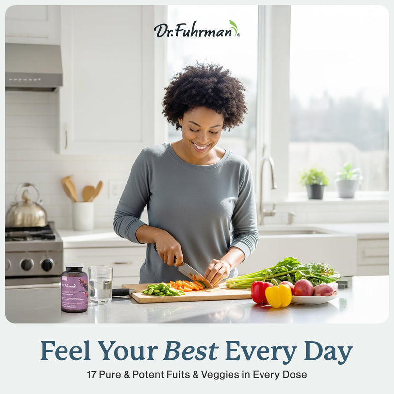 Dr. Fuhrman 2 Month Supply Multivitamin for Women + D3 Vitamin for Immune Support | Vegan Formula Womens Multivitamin with B12 & Zinc | Whole Food multivitamin with 17 Fruits & Veggies | Non GMO Women's