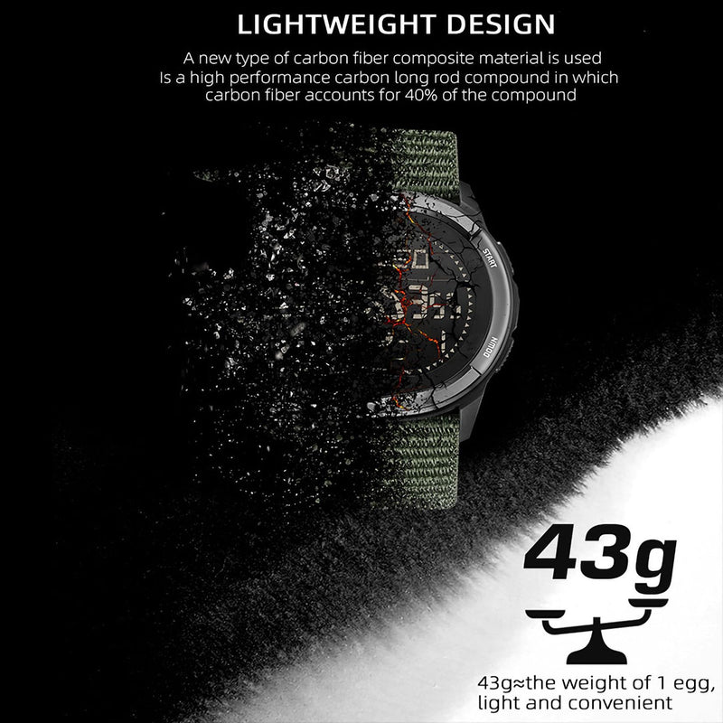 DIDITIME Tactical Watches for Men, Military Watches for Men, Waterproof 164FT, Fitness Watch, Mens Digital Watches with Compass, Metronome, Pedometer, Lightweight Breathable Nylon Watch ALPS-BLACK - BeesActive Australia