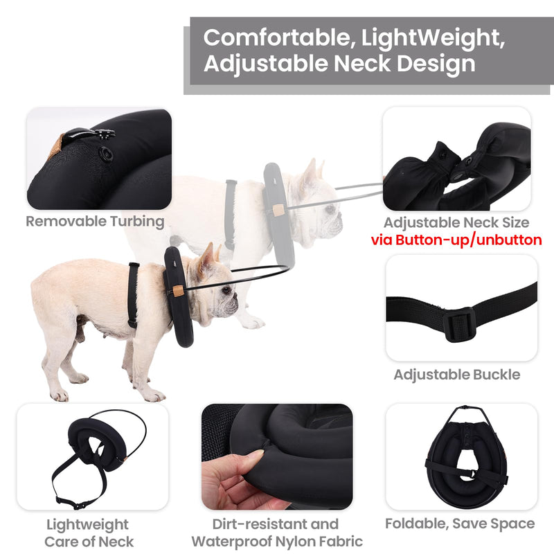 Adjustable Anti-Collision Ring Harness for Blind Pets – Lightweight Guiding Collar for Dogs and Cats with Vision Impairment or Eye Injuries (Black, XL) Black XL (Refer Size Chart) - BeesActive Australia