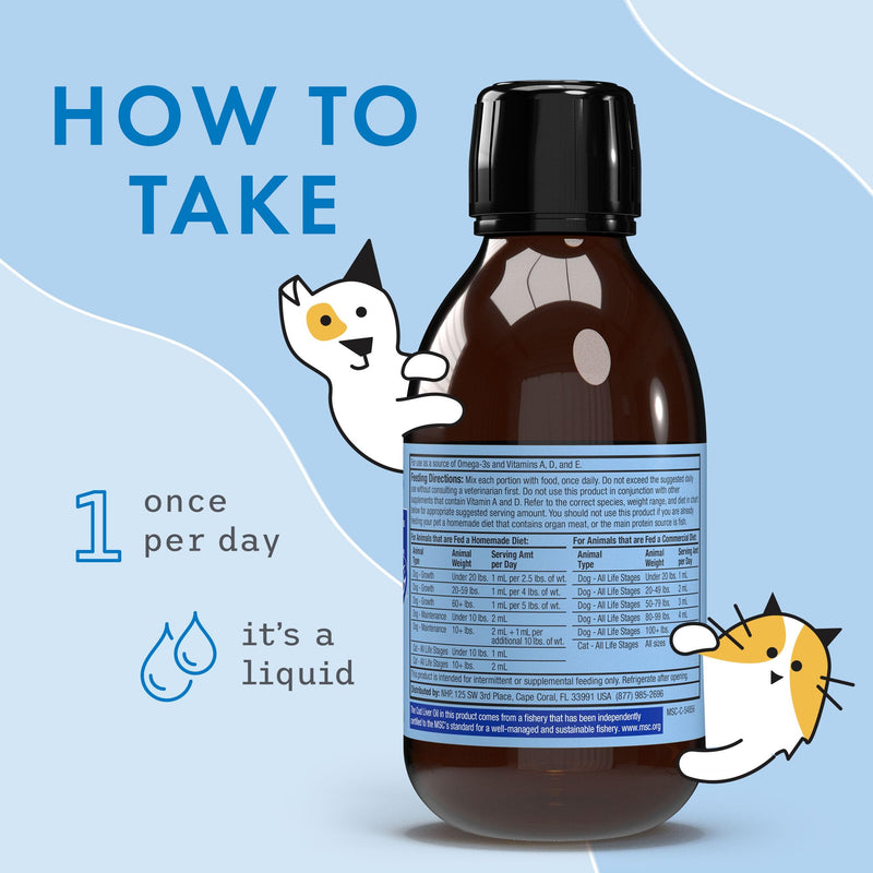 Dr. Mercola Bark & Whiskers Wild Alaskan Cod Liver Oil for Dogs & Cats, Omega-3s, Vitamin E, Skin and Coat, Joint Health, Veterinarian Formulated, Non-GMO - 6.8 Fl. Oz. (200 mL) - PawsPlanet Australia