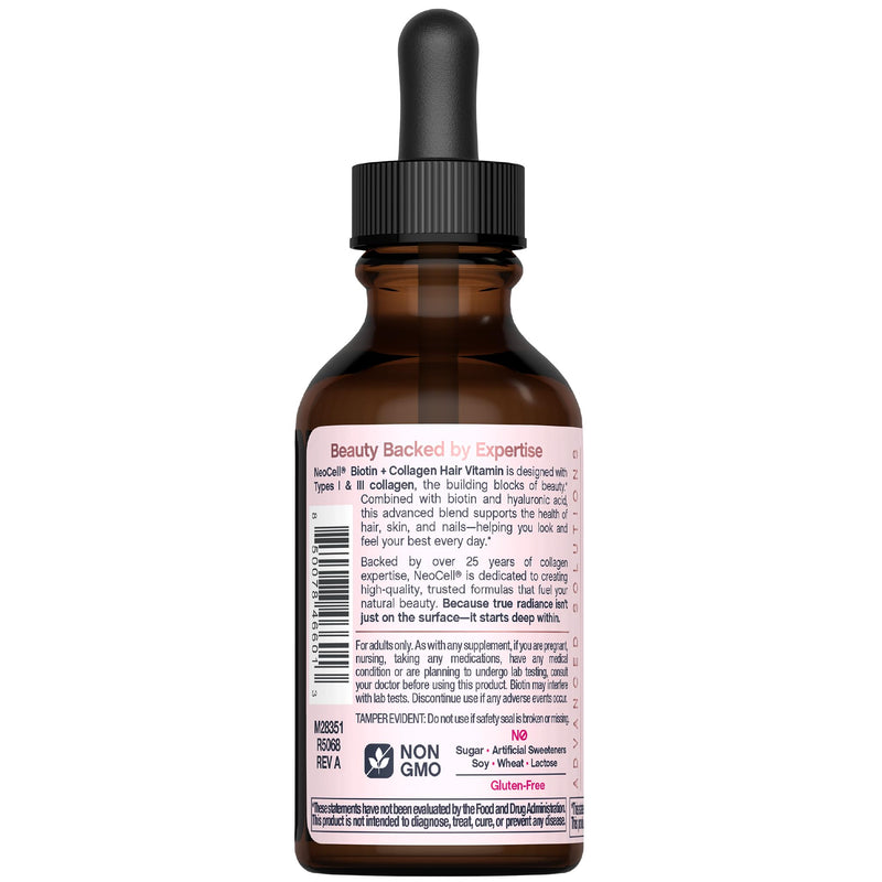 NeoCell Liquid Biotin and Collagen | 110,000mcg | Beauty Drops | Hair Vitamin | Skin and Nails Supplement