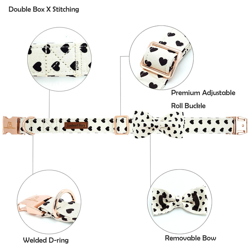 Lionheart glory Dog Bow Collar Valentine's Day Dog Collar for Small Dogs Hearts Print Dog Collar with Bowtie Spring Dog Collars Pet Collar Bows Cute Collars Small (Pack of 1） A:Hearts - BeesActive Australia