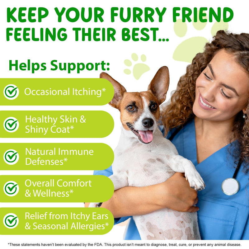 Yeast Infection Treatment for Dogs - Dietary Supplement with Herbal Blend to Soothe Itching & Promote Skin Health - Bacon Flavor Liquid Supplement for All Breeds, 2 fl oz
