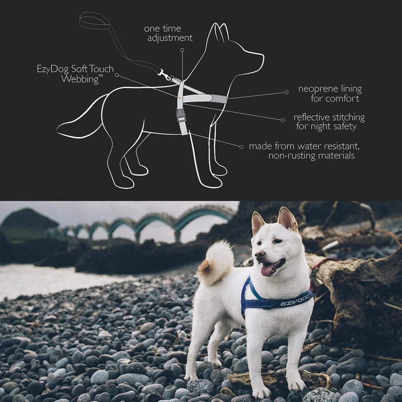 EzyDog Premium Quick Fit Adjustable No-Pull Dog Harness Vest with Reflective Stitching - Perfect for Training, Walking, and Control - Padded for Comfort (Large, Black) Large - BeesActive Australia