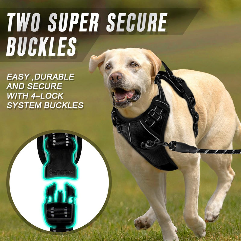 BARKBAY No Pull Dog Harness Front Clip Heavy Duty Reflective Easy Control Handle for Large Dog Walking(Black,L) Large(Chest:27-32") Black - BeesActive Australia