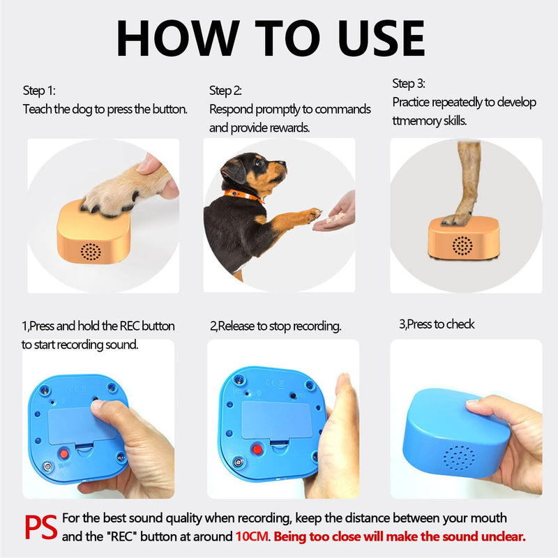 Dog Buttons for Communication Voice Recording Training Buzzer 30S Repeatable Pet Speaking Puzzle Toy for Cats & Dogs Clicker Dog Talking Button Set for Study Office Home 4 Packs Dog talking button set pack of 4 - BeesActive Australia