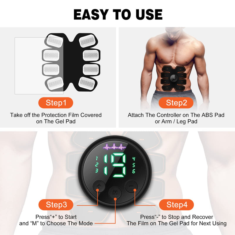 ABS Stimulator Workout Equipment, Ab Machine USB Rechargeable Gear for Abdomen/Arm/Leg, Strength Training Equipment for Men and Women - BeesActive Australia