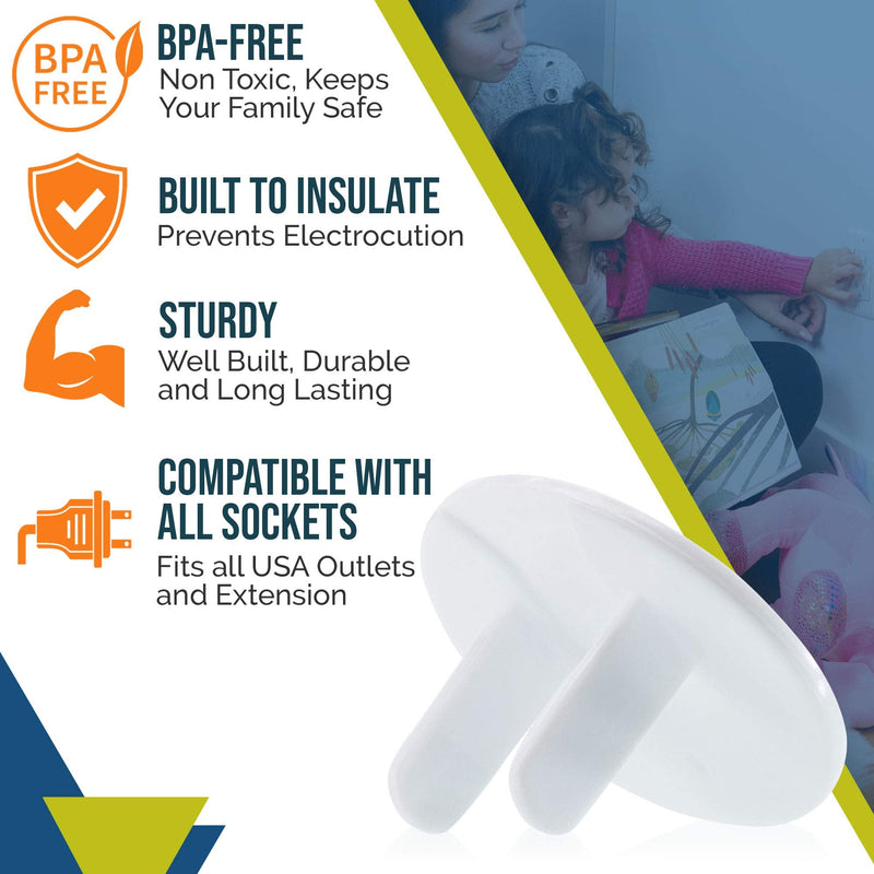 Outlet Covers Baby Proofing (50 Pack) Safe & Secure Electric Plug Protectors | Sturdy Childproof Socket Covers for Home & Office | Easy Installation | Protect Toddlers & Babies | White 50 Count (Pack of 1) - BeesActive Australia