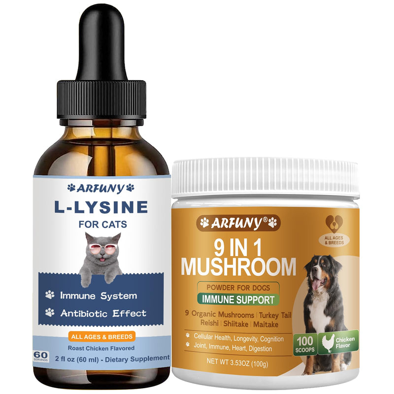Cat Lysine Drops & 9 in 1 Dog Mushroom Powder
