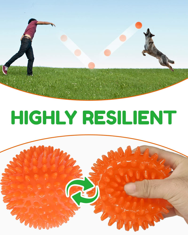 4.5” Heavy Duty Squeaky Dog Balls for Medium Large Dogs, Dog Toys for Aggressive Chewers, Spike Ball Toys for Clean Teeth and Training(2 Pack) 4.5" - BeesActive Australia