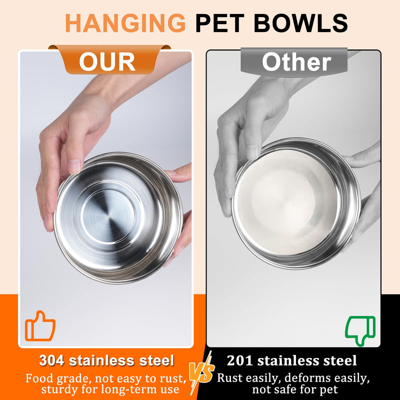 Dog Crate Water Bowl No Spill, Dog Bowls for Small Size Dog, 2 Pack Kennel Water Food Bowls Hanging, Stainless Steel Crate Cage Feeder Dish Bowl for Dogs Small Animals - BeesActive Australia