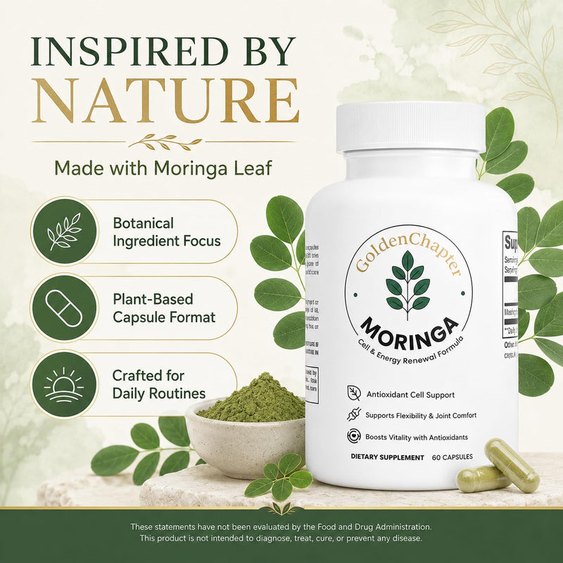 Moringa Capsules with Iron, Magnesium, B12 & C, 60 Count | Moringa blend, iron, magnesium, vitamins B12 & C, 60 capsules