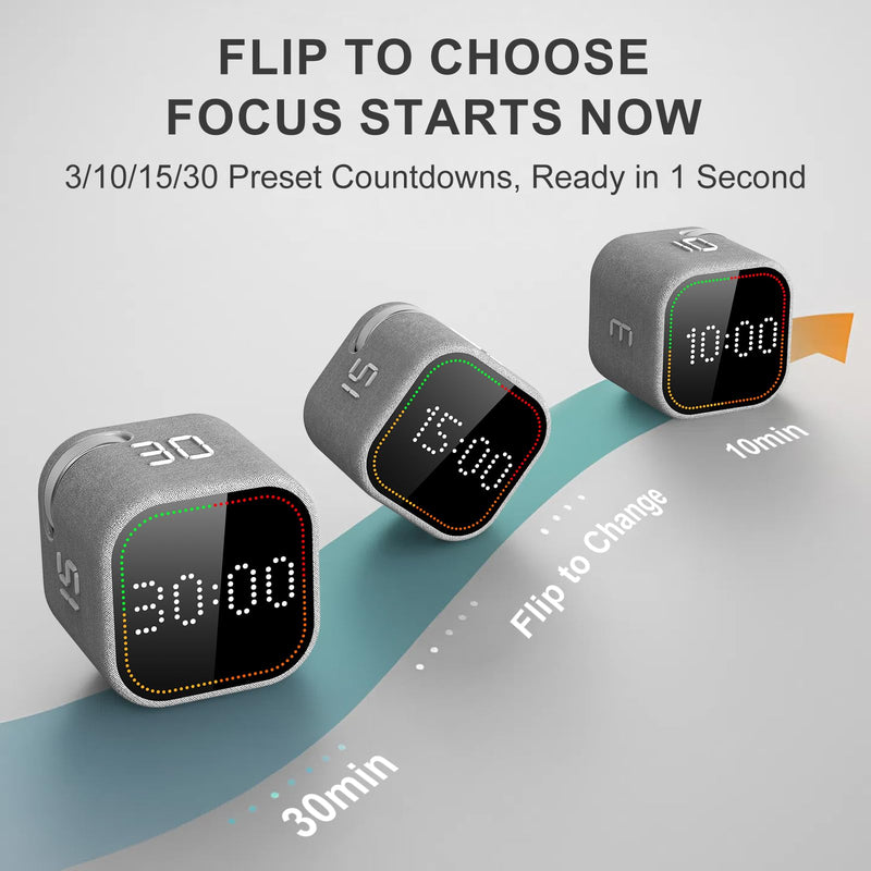 REACHER Fast Custom Pomodoro Timer Cube | Productivity Timer | Small Visual Cube | Silent, Vibrate Reminder | Adjustable Sound Alert | Magnetic, Visual Countdown | for ADHD, Study, Kitchen, Classroom - BeesActive Australia