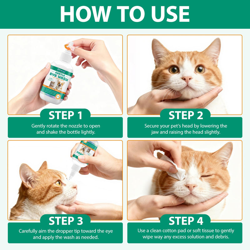 Dogs & Cats Eye Drops for Infection, 100ml Tear Stain Remover, Dog Eye Wash Clear Solution to Flush and Soothe Eye Irritations, Gentle Clear eye Mucus