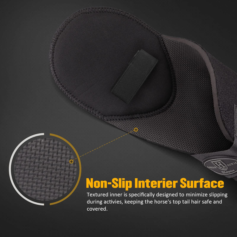 Harrison Howard Adjustable Touch Fasteners Quality Neoprene Versatile Horse Tail Guard Equine Tail Wrap Black - BeesActive Australia