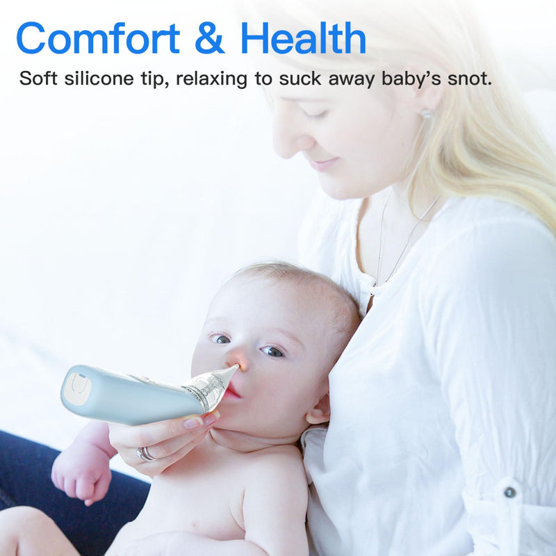 X-Bosak Nasal Aspirator for Baby, Electric Nose Sucker for Baby, Snot Sucker with 5 Levels Suction, Soothing Light & Nursery Rhymes Blue - BeesActive Australia