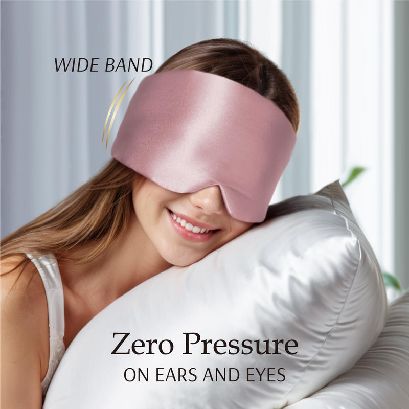 Zenssia 100% Mulberry Silk Sleep Mask Eye Mask for Man and Woman with Adjustable Headband, Full Size Large Sleep Mask & Blindfold for Total Blackout for All Night Sleep, Travel & Nap- Light Plum - BeesActive Australia