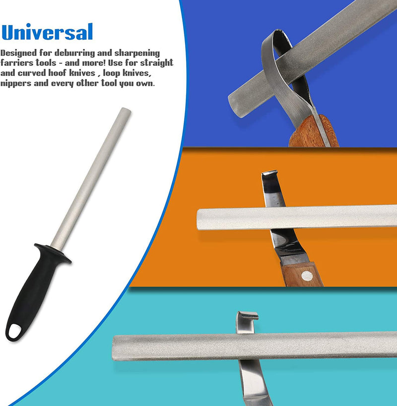 WEAQEN LAWV Farrier Tools Farrier Knife Sharpener Professional Farrier Knife Sharpening Stick Sharpen Stone with Diamon Coating, for Stainless and Heavyduty Honing Rod Sharpening Tool - BeesActive Australia