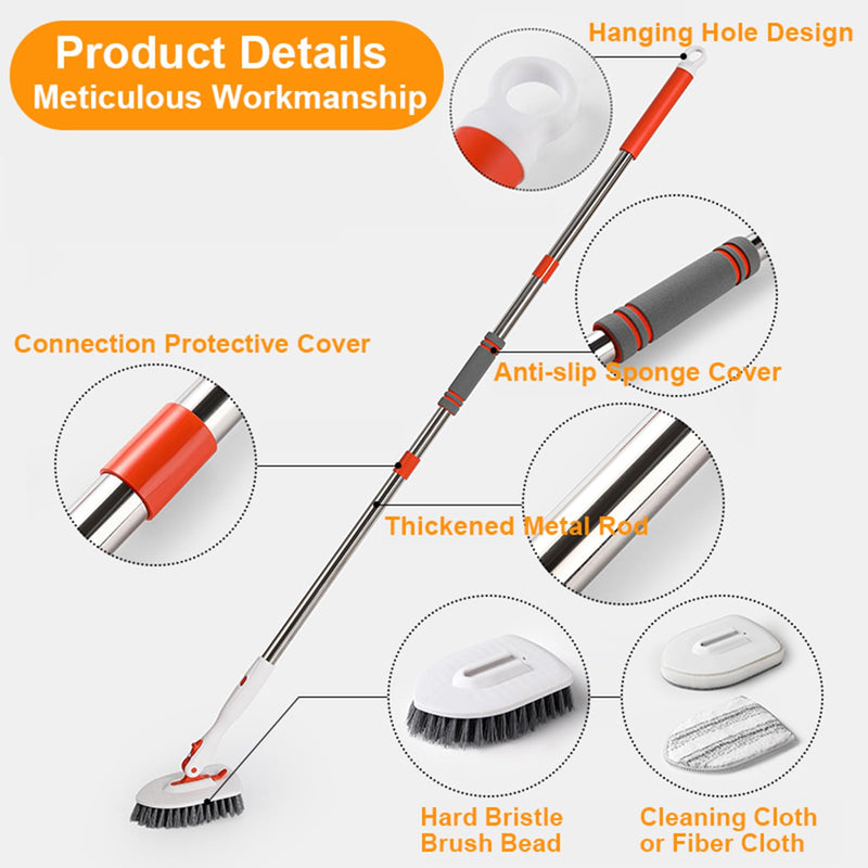 Onewly Shower Scrubber with Long Handle, 3 in 1 Bathroom Cleaning Brush with 24"-53" Extand Handle, Cleaning Supplies for Kitchens, Sinks, Toilets, Floors, Baseboards, Windows and Corners 9 Count - BeesActive Australia