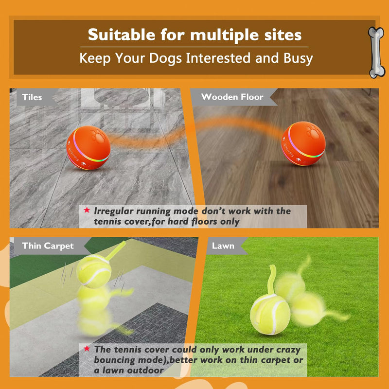 PetDroid Interactive Dog Toys Dog Ball,[2025 Newly Upgraded] Durable Motion Activated Automatic Rolling Ball Toys for/Small/Medium/Large Dogs,USB Rechargeable (Orange) Orange - BeesActive Australia