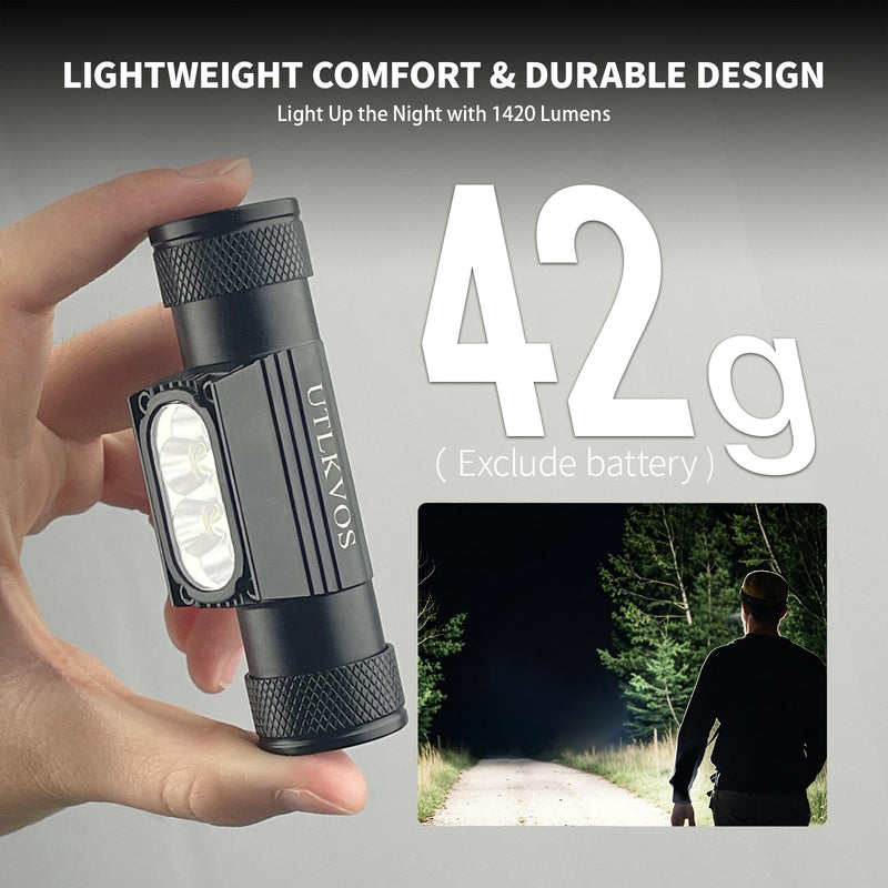 UTLKVOS Rechargeable Camping Headlamp with Red Light,Ultra Bright 1420 High Lumen Head Flashlight,IPx66 Waterproof,10 Lighting Modes, Lightweight Comfortable Headlamp for Hiking,Running,Hunting 1420 Lumens(White+Red)