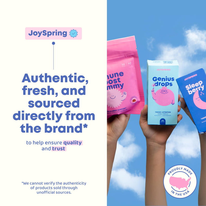 JoySpring Think Dust Kids Magnesium Sticks, Lemonade, 30 Servings | Bisglycinate form with L-theanine and saffron, supports calm and steady focus, sugar-free single-serve drink mix Safrron Stick