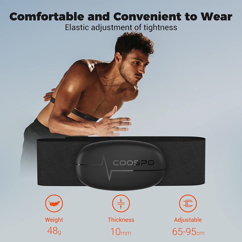 COOSPO H6 Heart Rate Monitor Chest Strap Bluetooth 4.0 ANT+ IP67 Chest Heart Rate Sensor for Peloton Polar DDP Yoga Map My Ride Garmin Sports Watches - BeesActive Australia