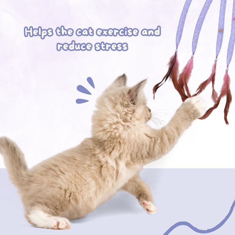 Interactive Cat Toys with 5 Feathered Ropes (2 PCS), Indoor Automatic Cat Toy for Cat, Promoting Exercise and Stress Reduction as Fun Cat Chase Toy. - BeesActive Australia
