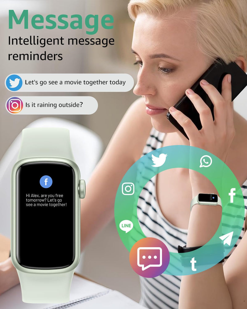 Fitness Tracker with Step Counter/Calories/Stopwatch, Activity Health Tracker with Blood Pressure Heart Rate Monitor, Sleep Tracker, 137+ Sport Modes, Pedometer Smart Watch, Gift for Women Men Green - BeesActive Australia