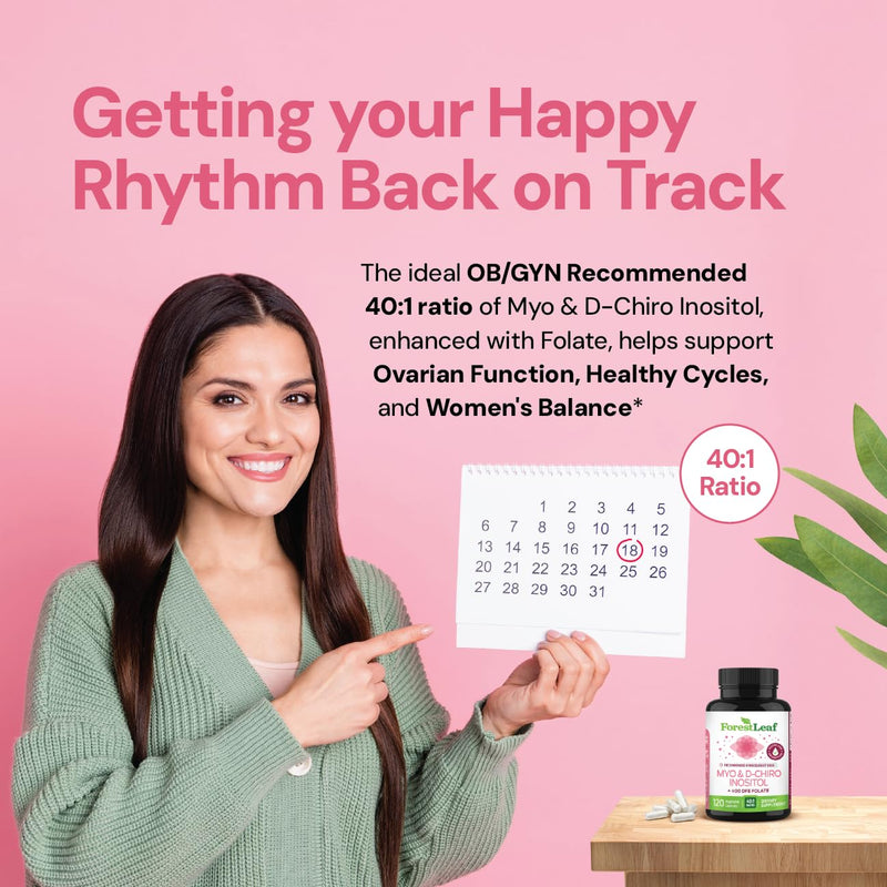 Myo-Inositol & D-Chiro Inositol Supplement for Women's Health | Fertility Supplements Women | Inositol 40:1 Ratio Support Ovarian Function & Healthy Hormone Balance Women | 2050mg | 120 Powder Caps - BeesActive Australia