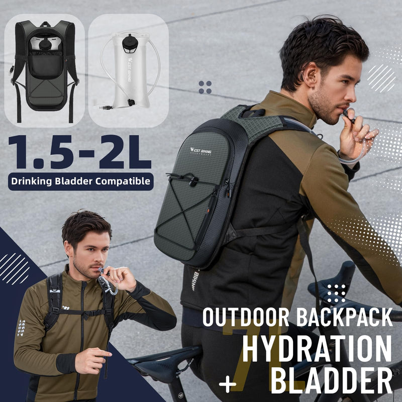 Hydration Backpack with TPU Hydration Bladder, Lightweight Hiking Water Backpack, Hydration Pack with 2L Water Bladder for Running, Cycling Climbing Camping Outdoor Sports