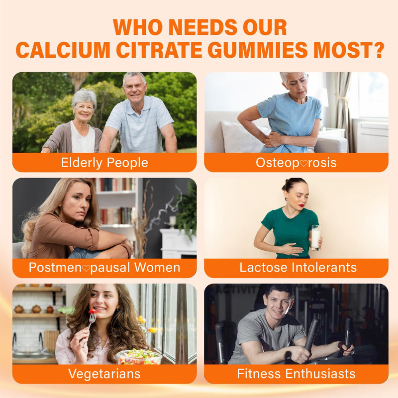 Calcium 1200 mg with Vitamin D3 for Adults: Calcium Supplement Gummies | with 5000iu Vitamin D3, K2, B6, B12, Magnesium & Zinc for Women Men - Easy to Digest, Vegan, Sugar Free, 60 Gummeis Orange 60 Count (Pack of 1)