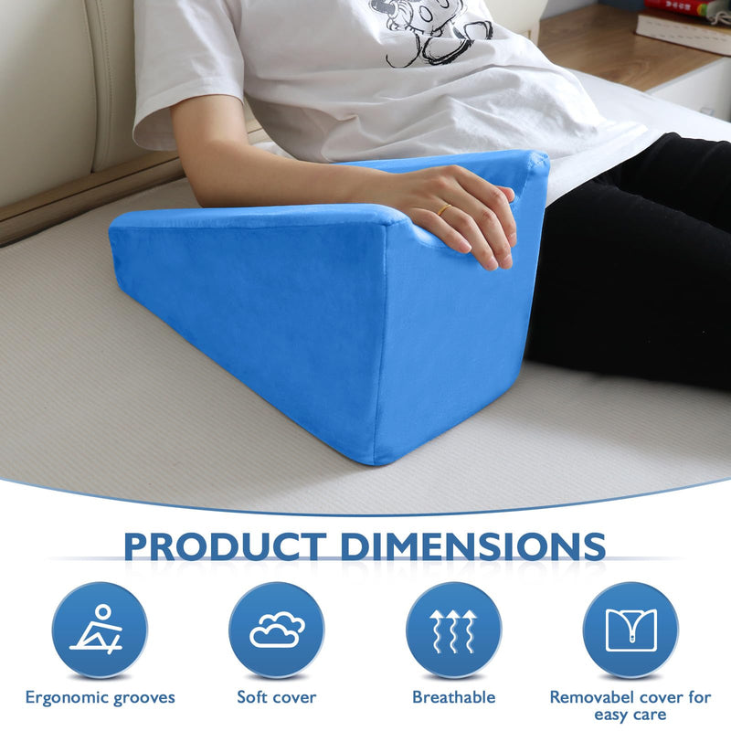 Arm Elevation Pillow, Arm Wedge Elevation Pillow Excellent, Ergonomic Elbow Support Pillow for Sleeping Arm Pads Elbow Pillow with Removable Pillow Case-Blue